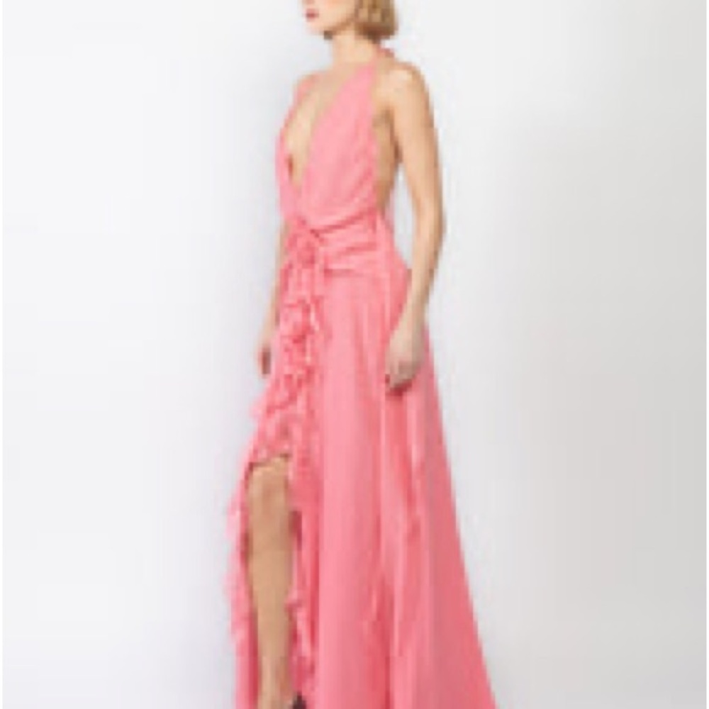 Pink Bluemarine  Halterneck silk georgette maxi dress NWT - Picture 5 of 5